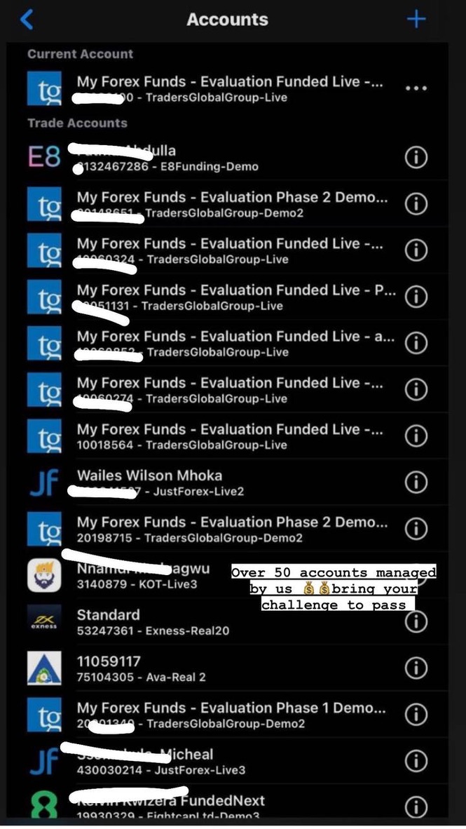 Trading accounts — supplied screenshot